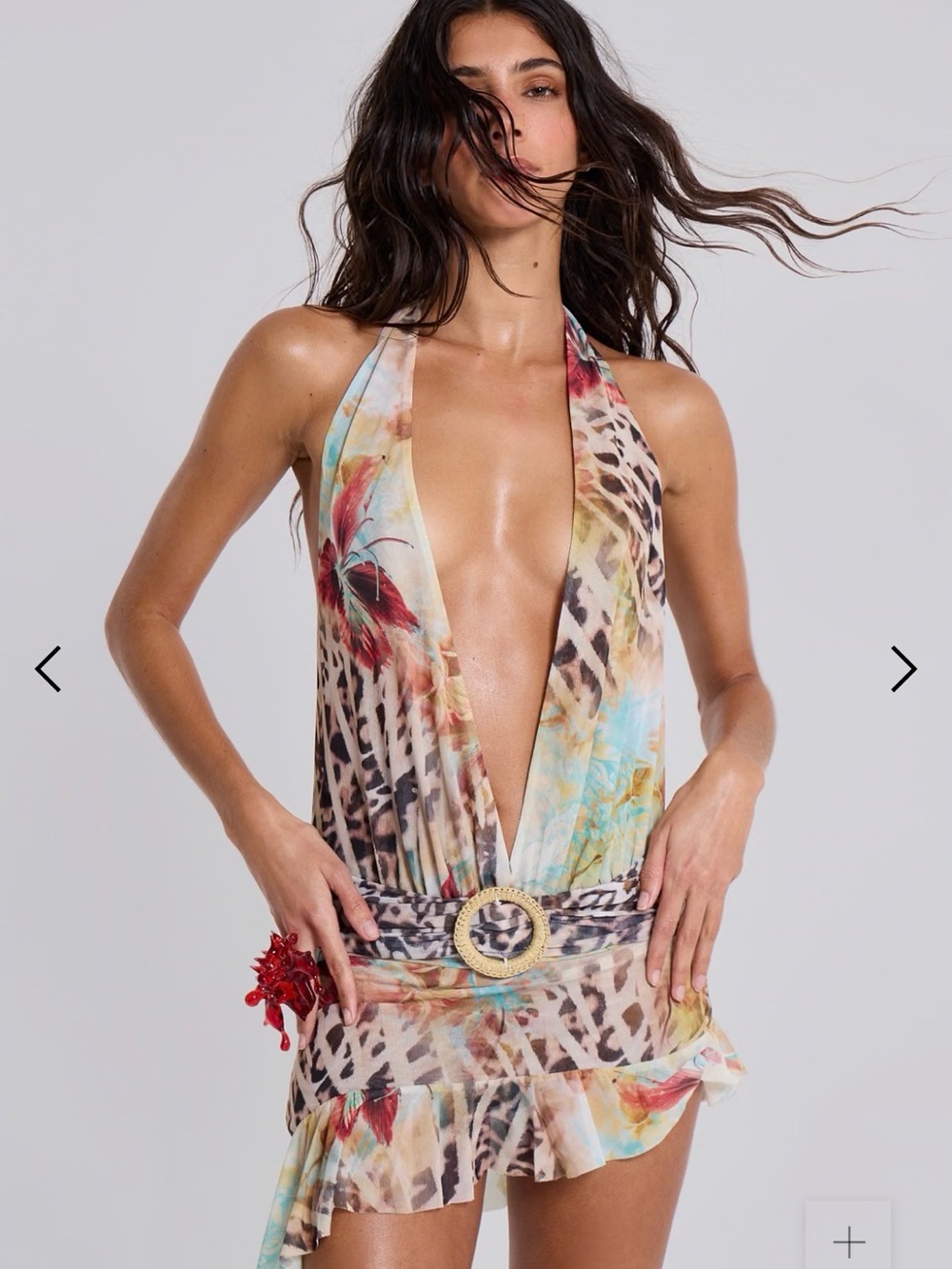 Jaded London Mini Cindy Plunge Dress In Leopard